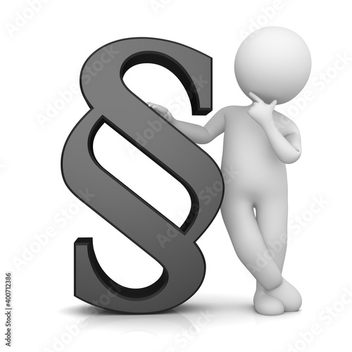Foto Paragraph sign black article symbol thinking lawyer stick figure man legal advic