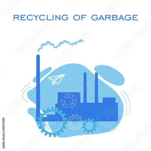 vector concept illustration of an incineration plant.