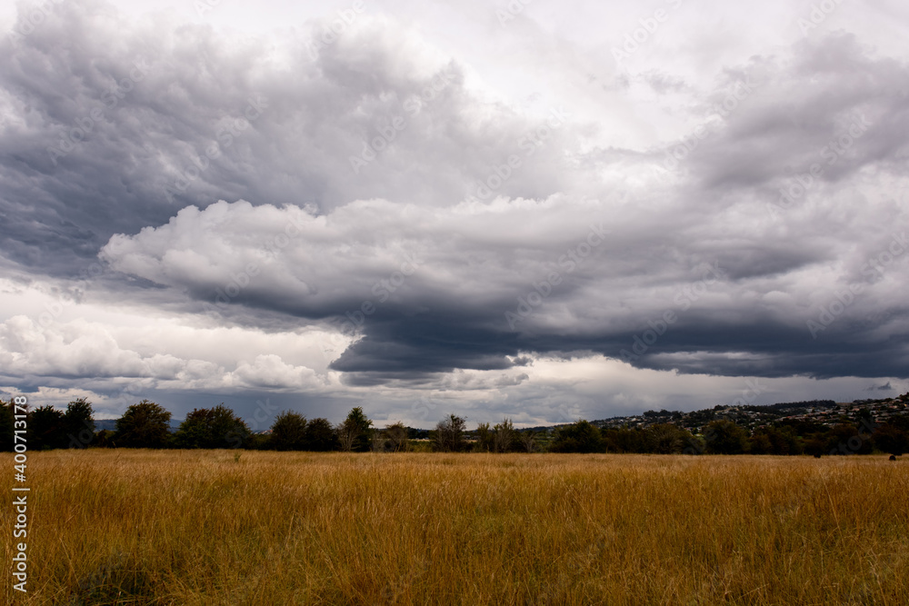 clouds over the field