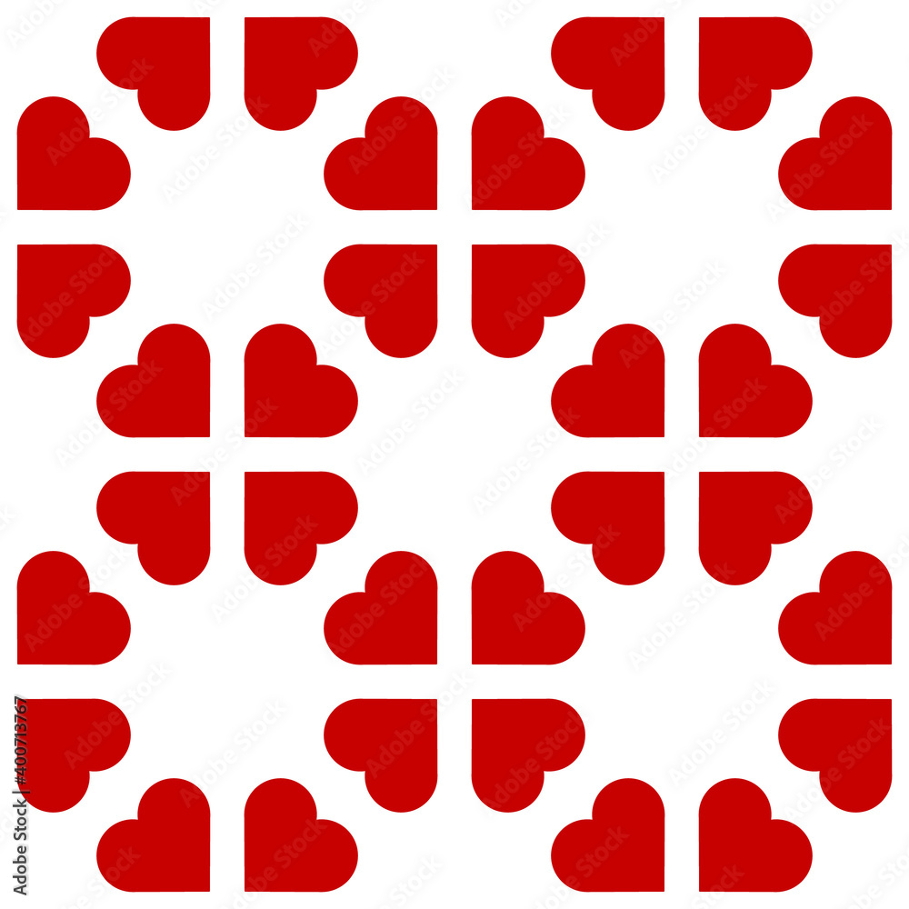 Fototapeta premium Seamless pattern with Hearts card suit. Endless background. Vector illustration.