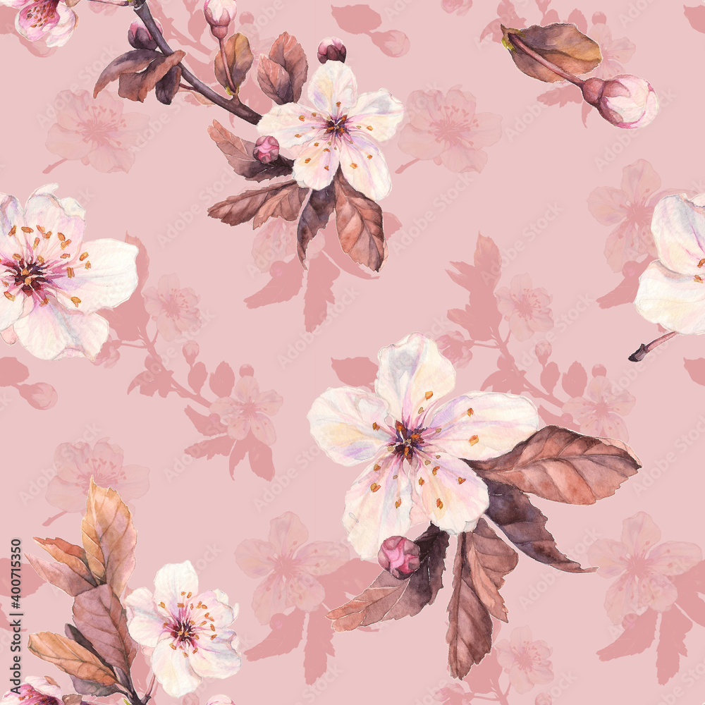 Seamless background with cherry blossom