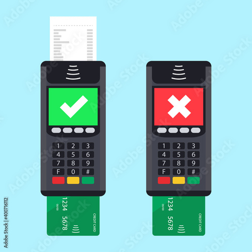 Terminal approve reject, great design for any purposes. Flat icon on blue backdrop. Vector design illustration.