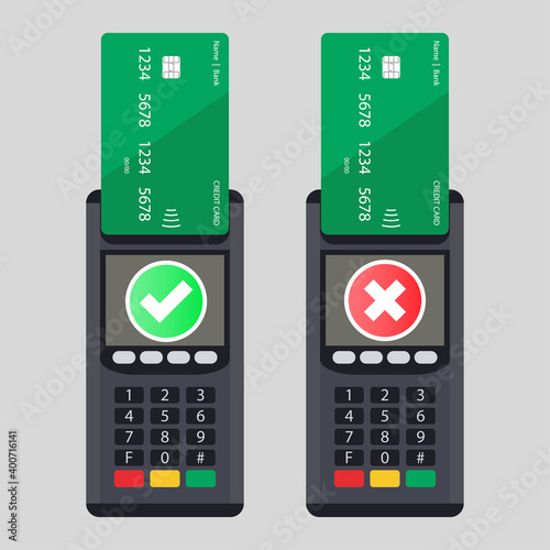 Terminal approve reject, great design for any purposes. Flat icon on green backdrop. Vector design illustration.