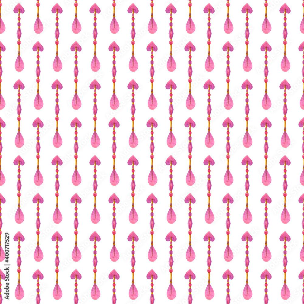 Arrows of cupid hand painted watercolor seamless pattern. Love and romance. Arrows of cupid hand painted watercolor seamless pattern. Love and romance.