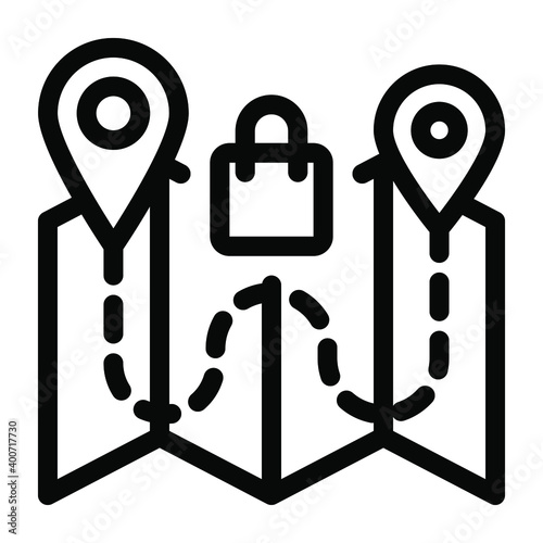 
Padlock with location map, secure route icon

