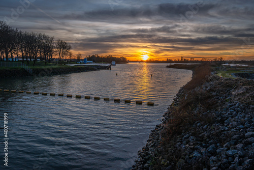 Sunset in the Dutch National Park Biesbosch