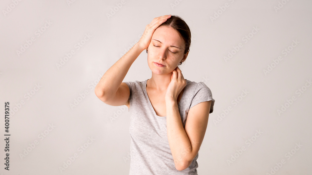Young beautiful woman having headache Young beautiful woman having headache