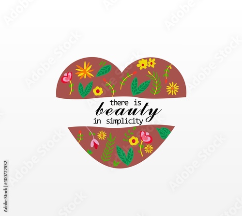 Vector of love shape with flower decoration and text