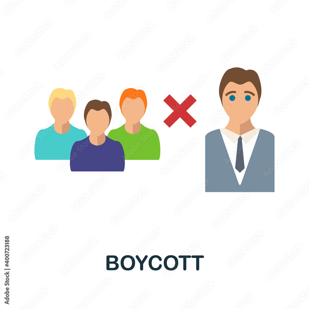 Boycott flat icon. Color simple element from activism collection. Creative Boycott icon for web design, templates, infographics and more Boycott flat icon. Color simple element from activism collection. Creative Boycott icon for web design, templates, infographics and more
