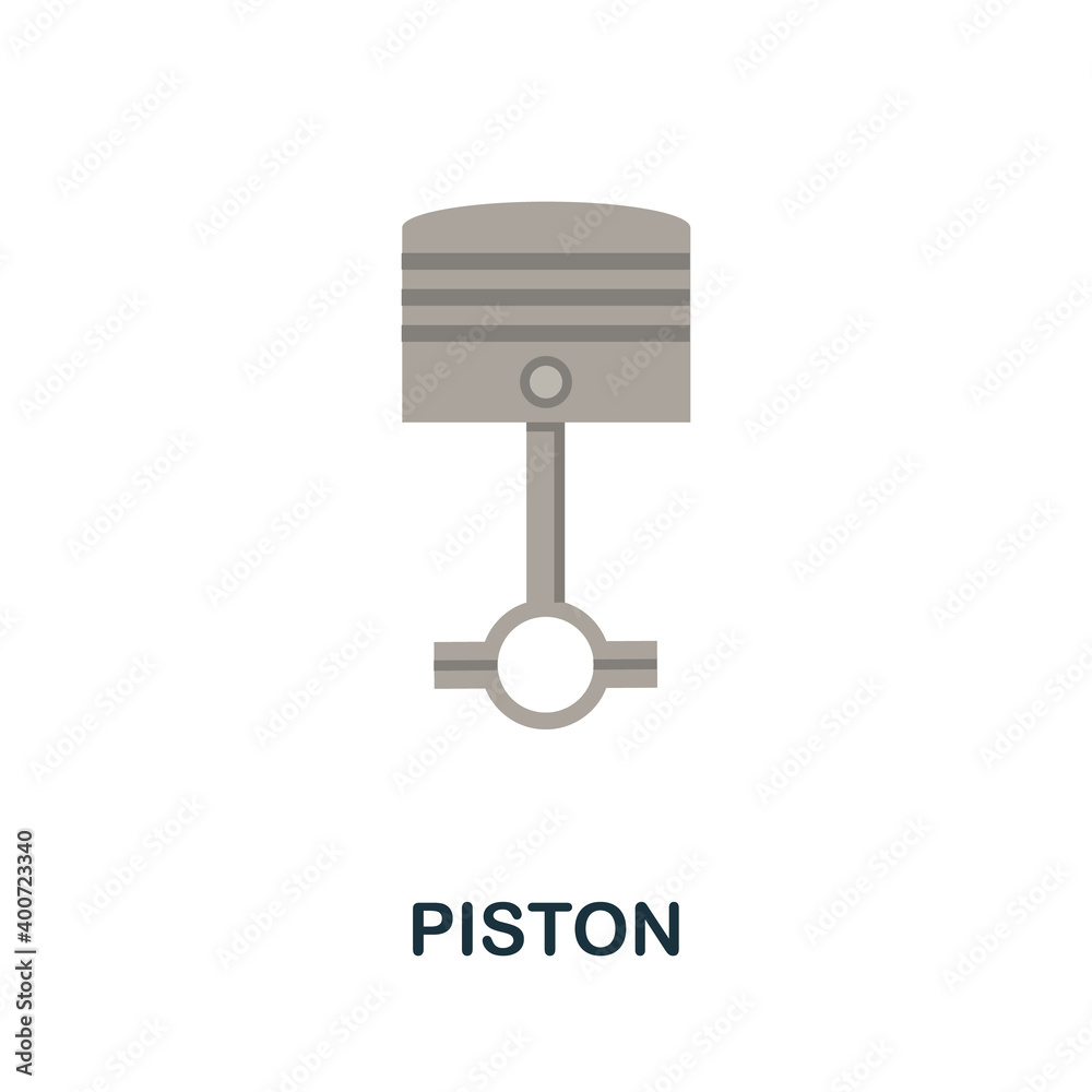 Piston flat icon. Color simple element from car servise collection. Creative Piston icon for web design, templates, infographics and more Piston flat icon. Color simple element from car servise collection. Creative Piston icon for web design, templates, infographics and more