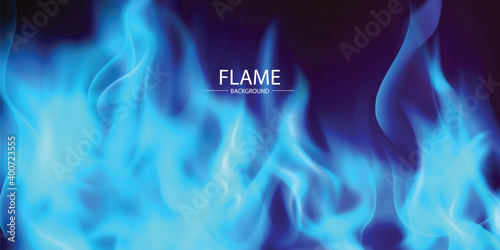 Blue flame and has a black background