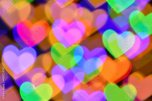 colorful hearts illumination for holiday or abstract boke background