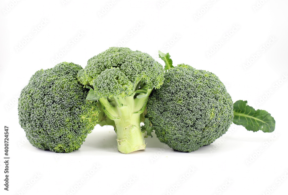 Broccoli, Brassica Italica is its scientific name, on white background. It's an edible green plant of cabbage family, traditional in Italy Broccoli, Brassica Italica is its scientific name, on white background. It's an edible green plant of cabbage family, traditional in Italy
