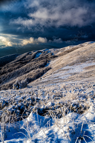 Fototapeta Naklejka Na Ścianę i Meble -  An unique sunset in the mountains. Szeroki Wierch. Bieszczady National Park. Carpathian Mountains. Poland