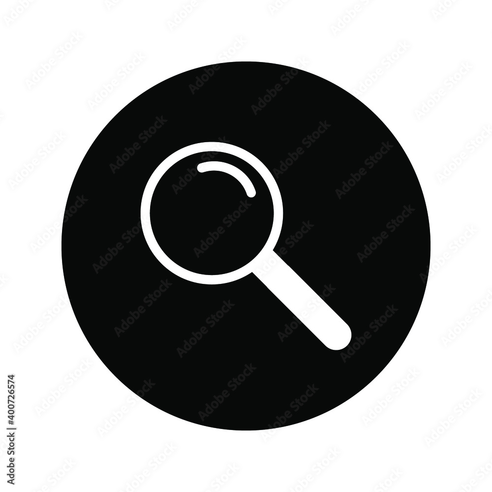 Search icon vector. Glyph symbol magnifying glass on white background Search icon vector. Glyph symbol magnifying glass on white background