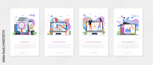 Vector mobile banner concept business marketing, set