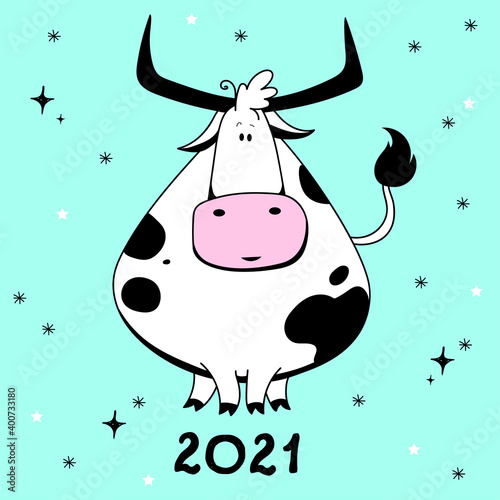 Vector Ox. Hand drawn cute cow.