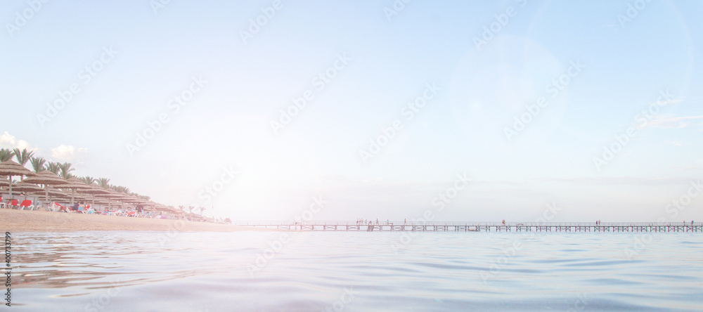 Obraz premium long piers at red sea, sharm el sheikh beach
