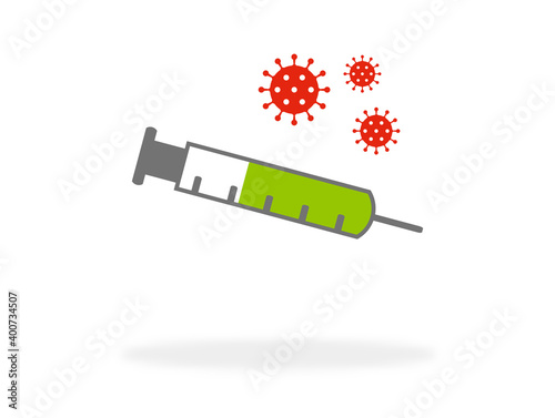 Alle Infos zur Impfung gegen Coronavirus Covid-19 - Icon von Spritze und Virus photo