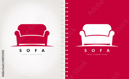 Sofa logo vector. Upholstered furniture design.