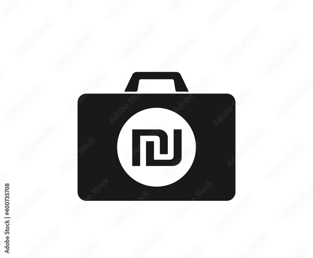 Business case icon with israeli shekel sign. isolated vector finance and money symbol Business case icon with israeli shekel sign. isolated vector finance and money symbol
