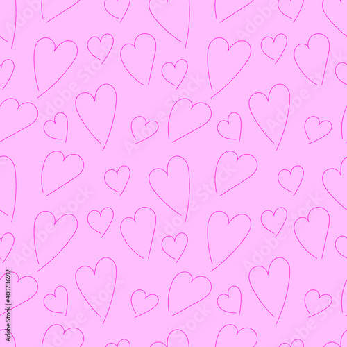 vector seamless pattern for Valentine's day with pink hearts on a pink background