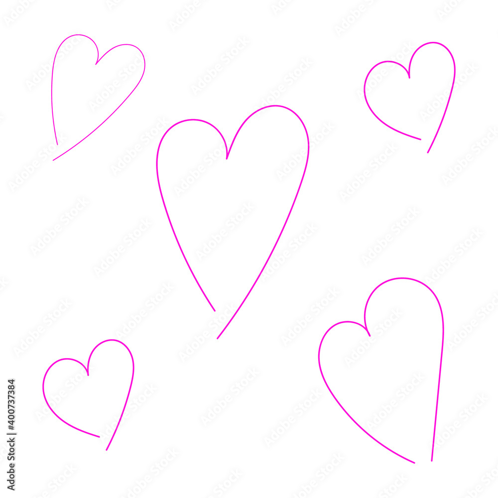 vector illustration for Valentine's day with pink hearts on a white background