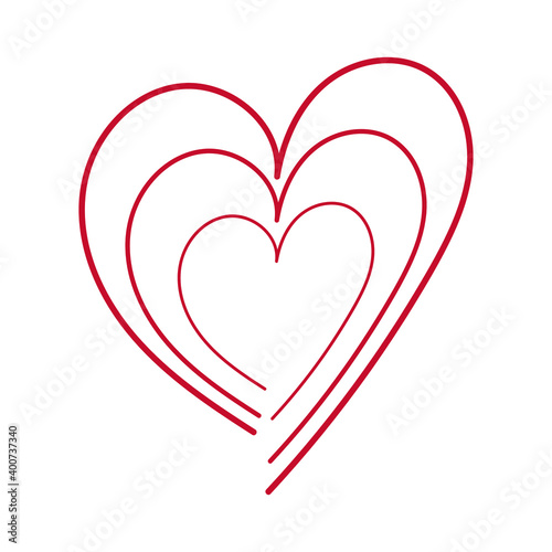 vector illustration for Valentine's day with red heart on a white background