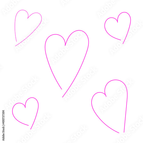 vector illustration for Valentine's day with pink hearts on a white background