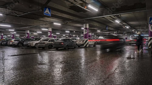 Wallpaper Mural Cars in the Parking lot of a shopping Mall on a night of high sales, time lapse Torontodigital.ca