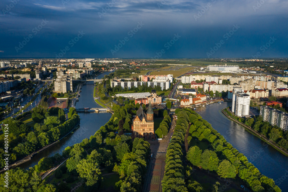 The Cathedral of Kaliningrad, Russia, view from drone
