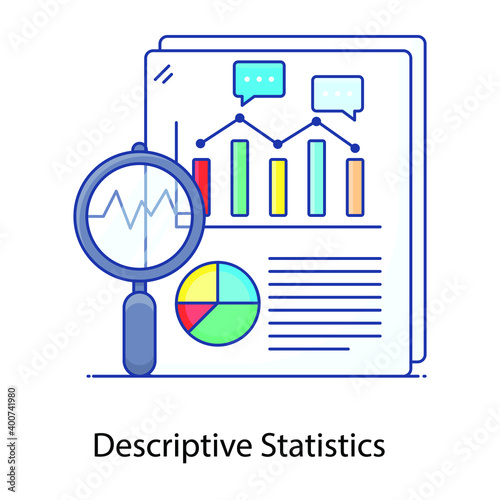 
Descriptive flat outline vector showing, summarize characteristics 
