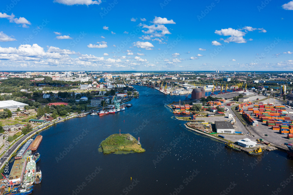 Aerial view of the port in Kaliningrad, Russia
