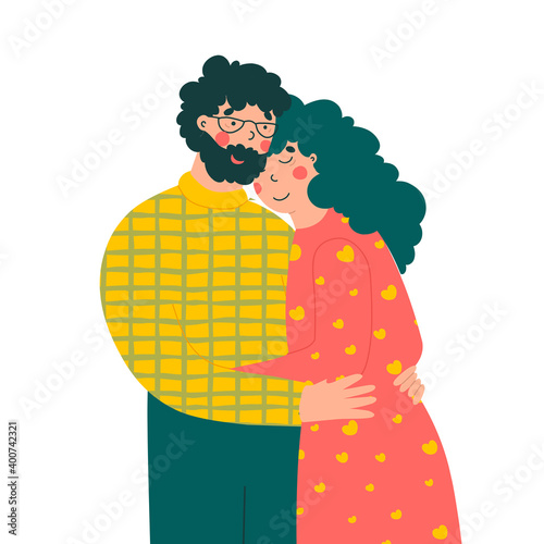 Cartoon elderly couple. Modern flat vector illustration. Old people