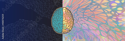 Left and right brain functional vector art concept illustration