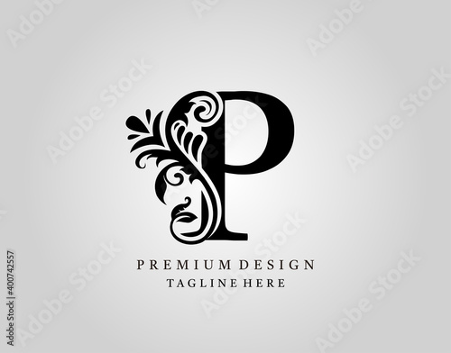 Luxury Monogram Letter P logo design, elegant floral ornate alphabet design vector.
