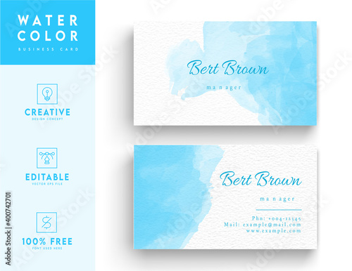 Deep blue business card template vector