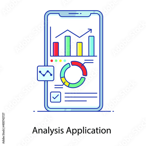 
Analysis application flat outline concept icon, identify software exposure 
