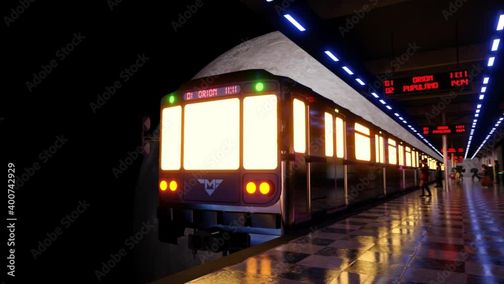 Seamless Loop Moon Train Station to Orion Galaxy while People Dance in the train station Trippy Beautiful VJ Colorful Hypnotizing Universe