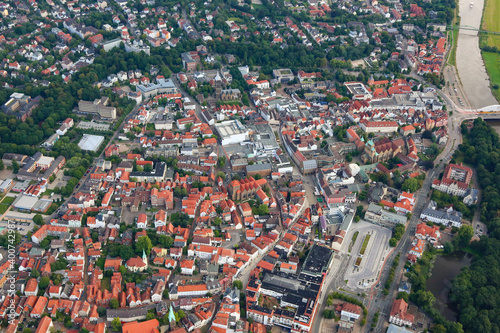 Luftbild der Innenstadt von Minden in Westfalen und Nordrhein-Westfahlen