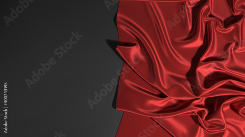 Obraz na płótnie Abstract red silk on black christmas background