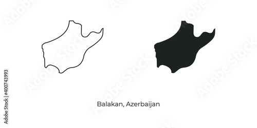 Simple vector illustration of map Balakan, Azerbaijan. Linear and filled style Balakan map vector illustration photo