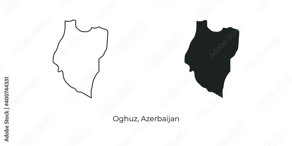 Simple vector illustration of map Oghuz, Azerbaijan. Linear and filled style Oghuz map vector illustration Simple vector illustration of map Oghuz, Azerbaijan. Linear and filled style Oghuz map vector illustration