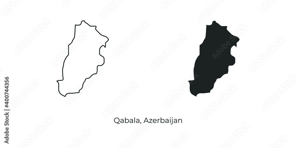 Simple vector illustration of map Qabala, Azerbaijan. Linear and filled style Qabala map vector illustration