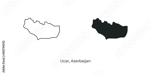 Simple vector illustration of map Ucar, Azerbaijan. Linear and filled style Ucar map vector illustration photo