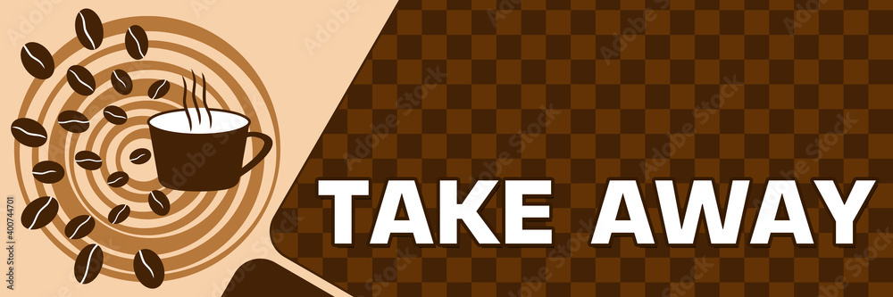 Obraz premium Take Away Coffee Concept Brown Rounded Squares Horizontal 