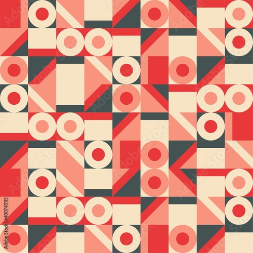 Beautiful of Colorful Seamless Pattern with Circles and Square, Repeated, Abstract, Illustrator Pattern Wallpaper. Image for Printing on Paper, Wallpaper or Background, Covers, Fabrics