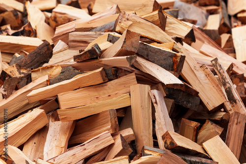 Preparation of firewood for the winter. firewood background
