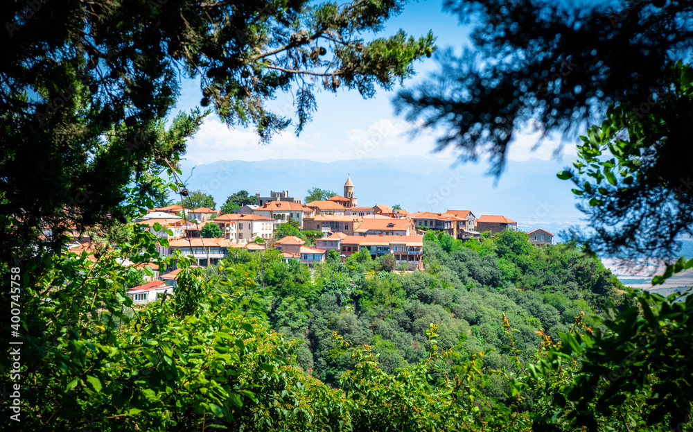 Panoramic view of Sighnaghi city of love in Georgia. Travel destination concept.