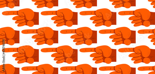 Finger pointing hands vector seamless wallpaper, endless pattern background with hands showing direction image.